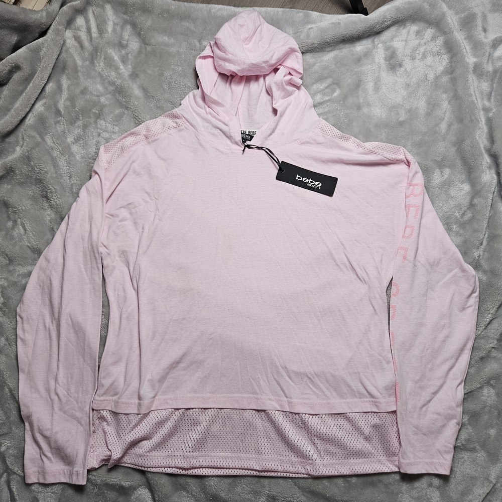 Bebe Sport Women’s Hooded Long Sleeve Top XL Pink